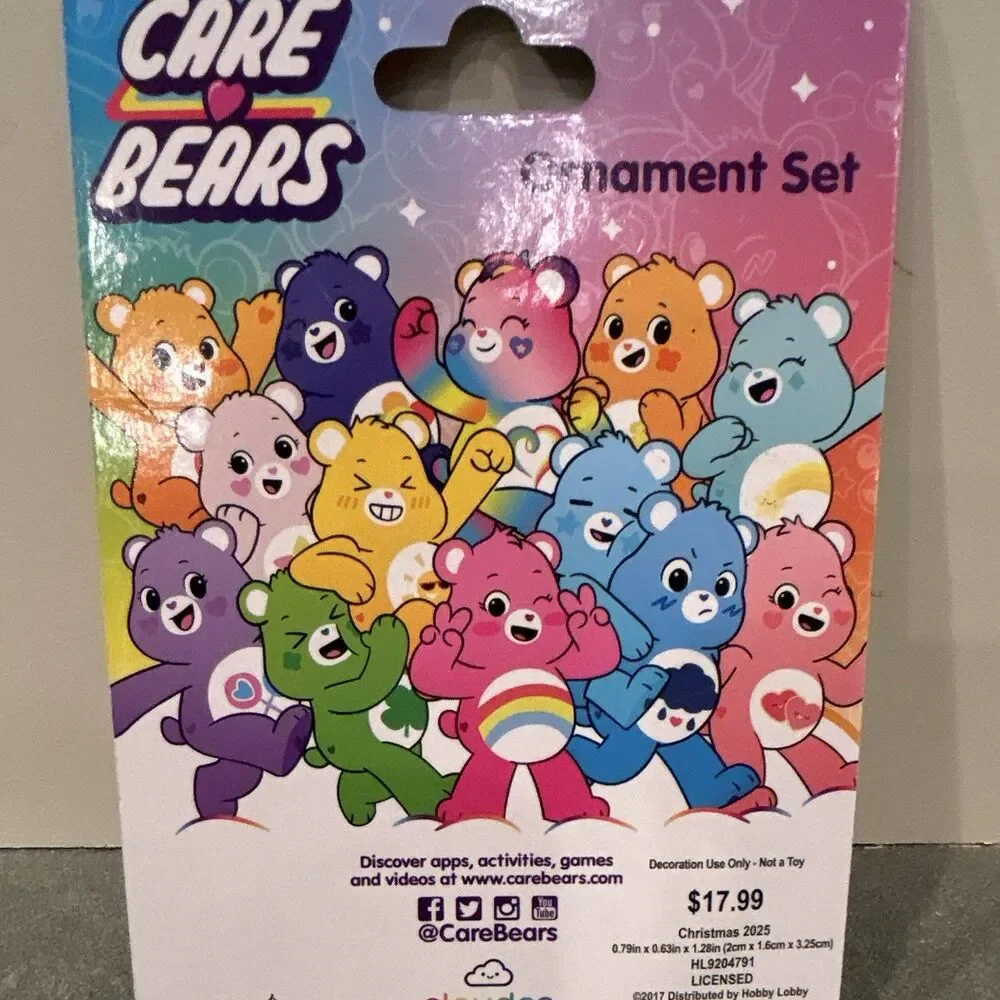 Care Bears Christmas 2025 Ornament Set of 4 Multicolor Care Bears